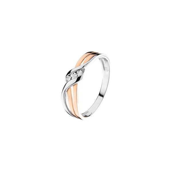 Bague June Les Poinçonneurs en or rose or blanc et trilogie de diamants