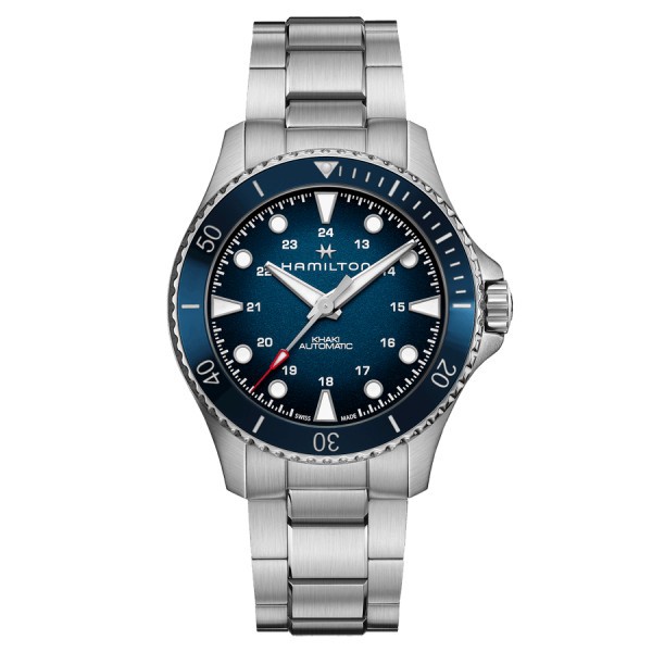 Montre Hamilton Khaki Navy Scuba automatique cadran bleu bracelet acier 43 mm H82505140