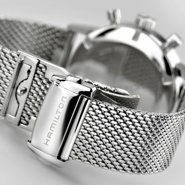 Montre Hamilton Intra-Matic mécanique chronographe à remontage manuel cadran blanc bracelet acier 40 mm H38429110