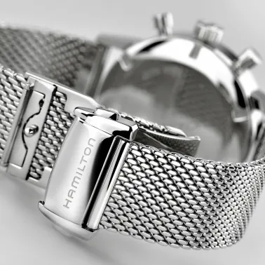 Montre Hamilton Intra-Matic mécanique chronographe à remontage manuel cadran blanc bracelet acier 40 mm H38429110