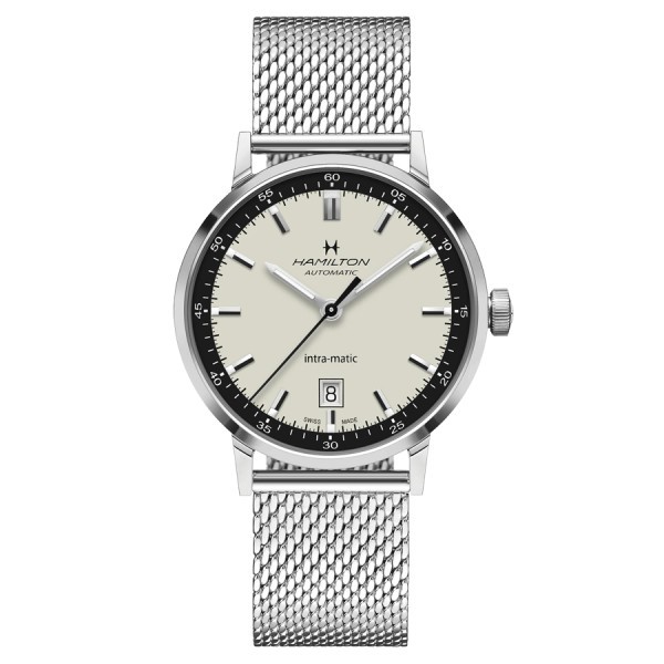Hamilton Intra-Matic automatic watch beige dial steel bracelet 40 mm H38425120