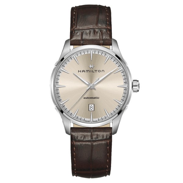 Hamilton Jazzmaster Gent automatic watch beige dial brown leather strap 40 mm H32475520