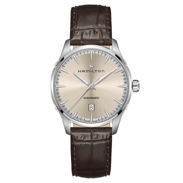 Montre Hamilton Jazzmaster Gent automatique cadran beige bracelet cuir brun 40 mm H32475520