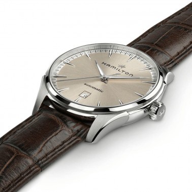 Hamilton Jazzmaster Gent automatic watch beige dial brown leather strap 40 mm H32475520