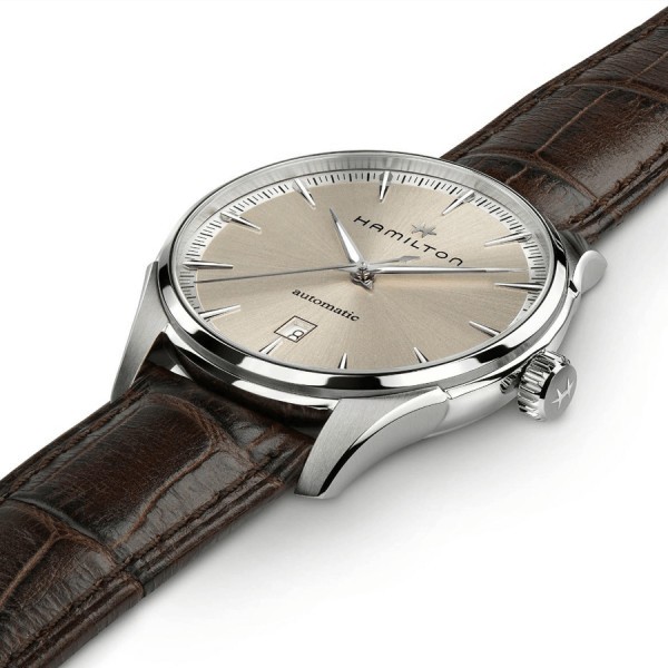 Hamilton Jazzmaster Gent automatic watch beige dial brown leather strap 40 mm H32475520