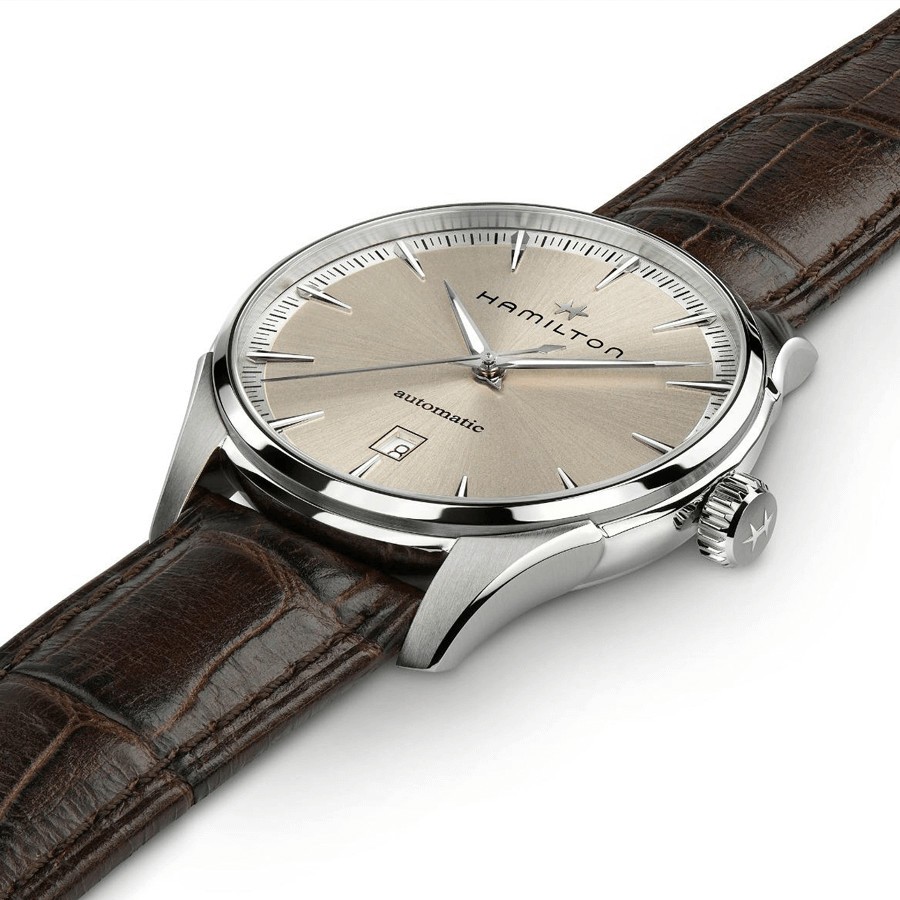 Hamilton Jazzmaster Gent automatic watch beige dial brown leather strap 40 mm H32475520