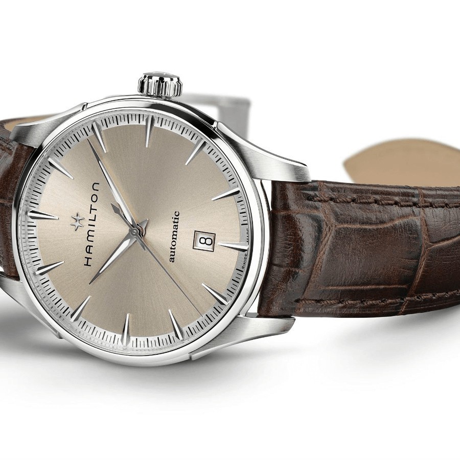 Hamilton Jazzmaster Gent automatic watch beige dial brown leather strap 40 mm H32475520