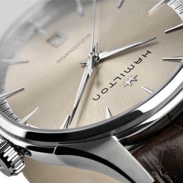 Hamilton Jazzmaster Gent automatic watch beige dial brown leather strap 40 mm H32475520