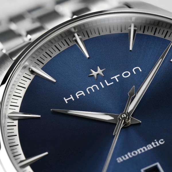 Montre Hamilton Jazzmaster Gent automatique cadran bleu bracelet acier 40 mm H32475140