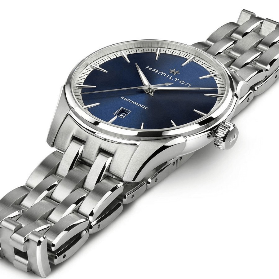 Montre Hamilton Jazzmaster Gent automatique cadran bleu bracelet acier 40 mm H32475140