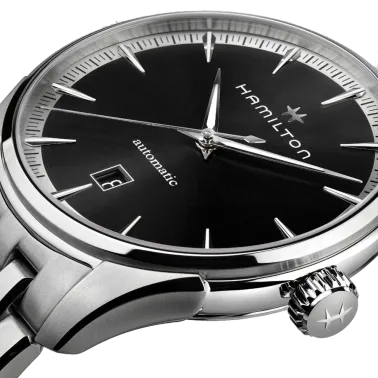 Montre Hamilton Jazzmaster Gent automatique cadran noir bracelet acier 40 mm H32475130