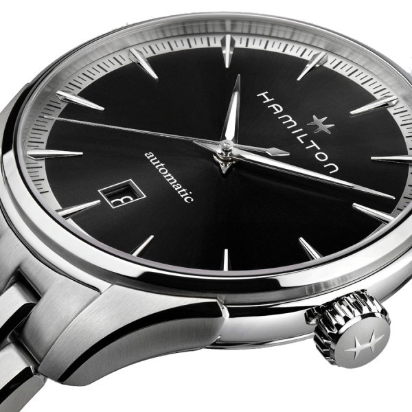 Montre Hamilton Jazzmaster Gent automatique cadran noir bracelet acier 40 mm H32475130