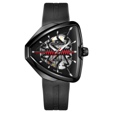 Montre Hamilton Ventura Elvis80 Skeleton automatique bracelet caoutchouc noir 42,50 x 44,60 mm H24535331