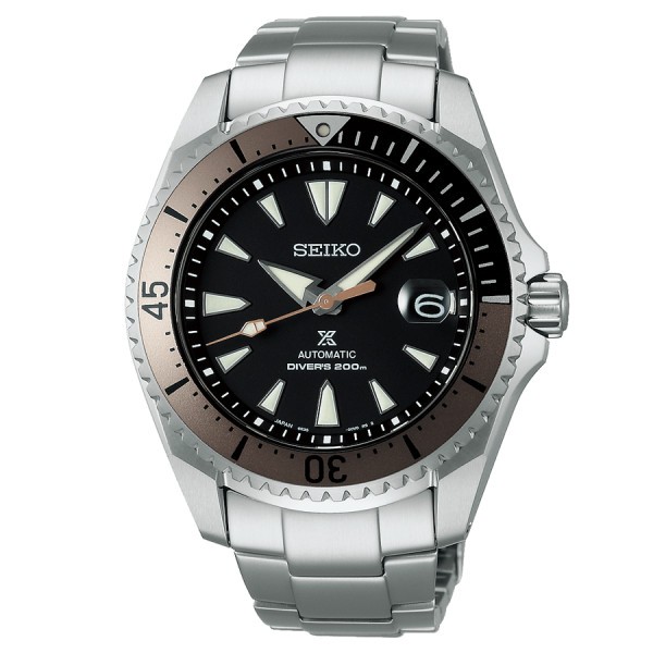 Seiko Prospex titanium mechanical watch with manual winding black dial steel bracelet 43.5 mm SPB189J1