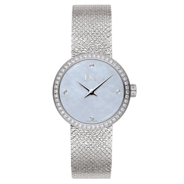 D de Dior Satine quartz steel mother-of-pearl diamond watch