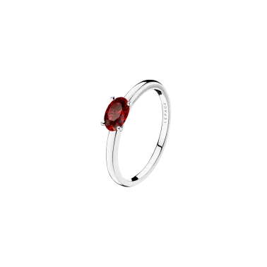 Solitaire Lepage Emotion en or blanc et rubis taille ovale