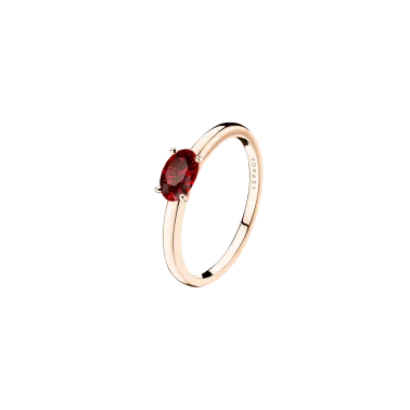 Solitaire Lepage Emotion en or rose et rubis taille ovale