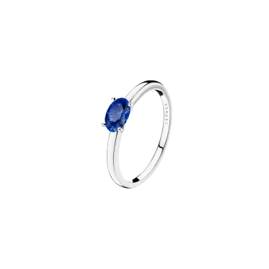 Solitaire Lepage Emotion en or blanc et saphir taille ovale