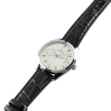 Montre Grand Seiko Elegance mécanique cadran argenté bracelet cuir noir 39 mm SBGK007G