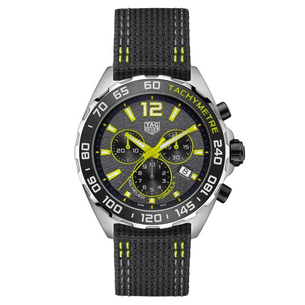 Montre TAG Heuer Formula 1 quartz chronographe cadran gris bracelet nylon 43 mm CAZ101AG.FC8304