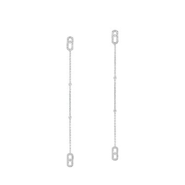 Boucles d'oreilles pendantes Messika Move Uno en or blanc et diamants