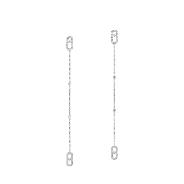 Dangling Earrings Messika Move Uno in white gold and diamonds
