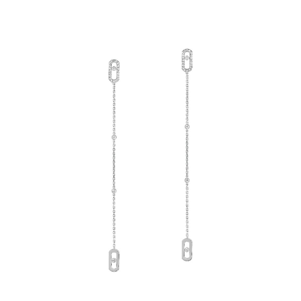 Boucles d'oreilles pendantes Messika Move Uno en or blanc et diamants