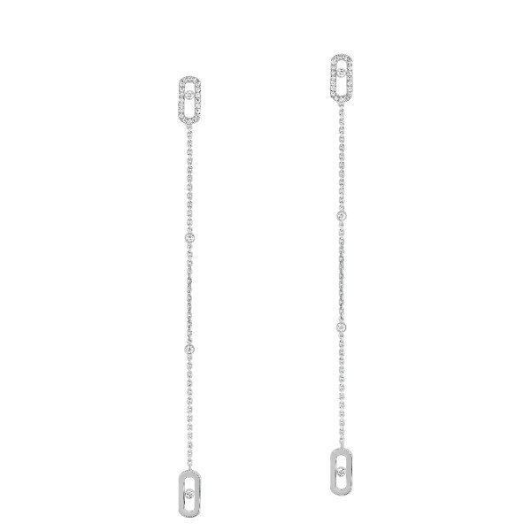 Boucles d'oreilles pendantes Messika Move Uno en or blanc et diamants