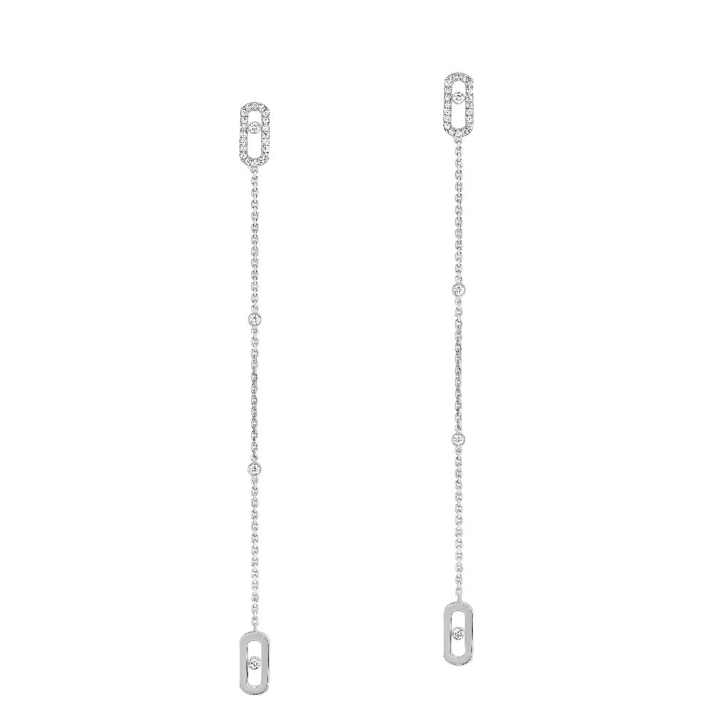 Boucles d'oreilles pendantes Messika Move Uno en or blanc et diamants