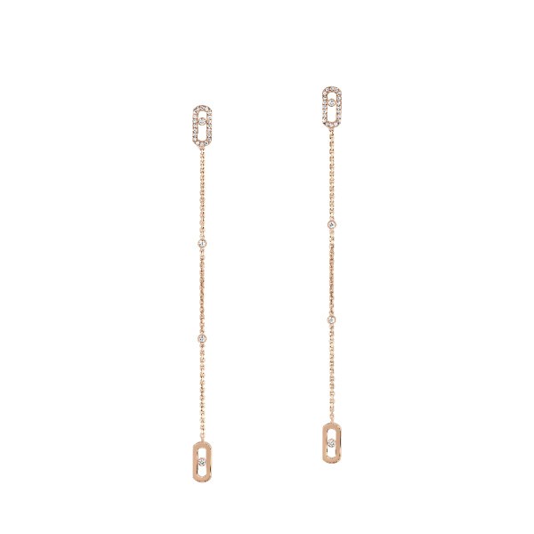 Dangling Earrings Messika Move Uno in pink gold and diamonds