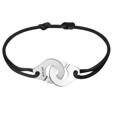 Bracelet Dinh Van Menottes R15 en argent sur cordon 341 144