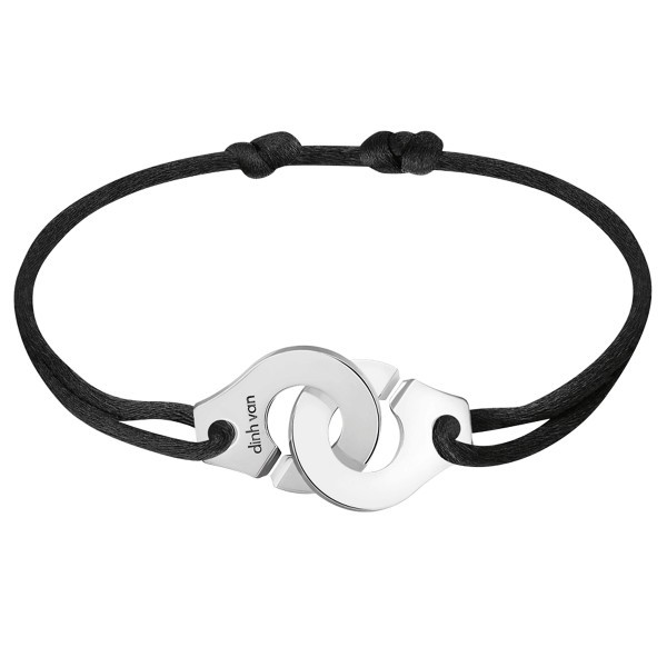 Menottes dinh van R15 bracelet in silver on cord 341144 Lepage