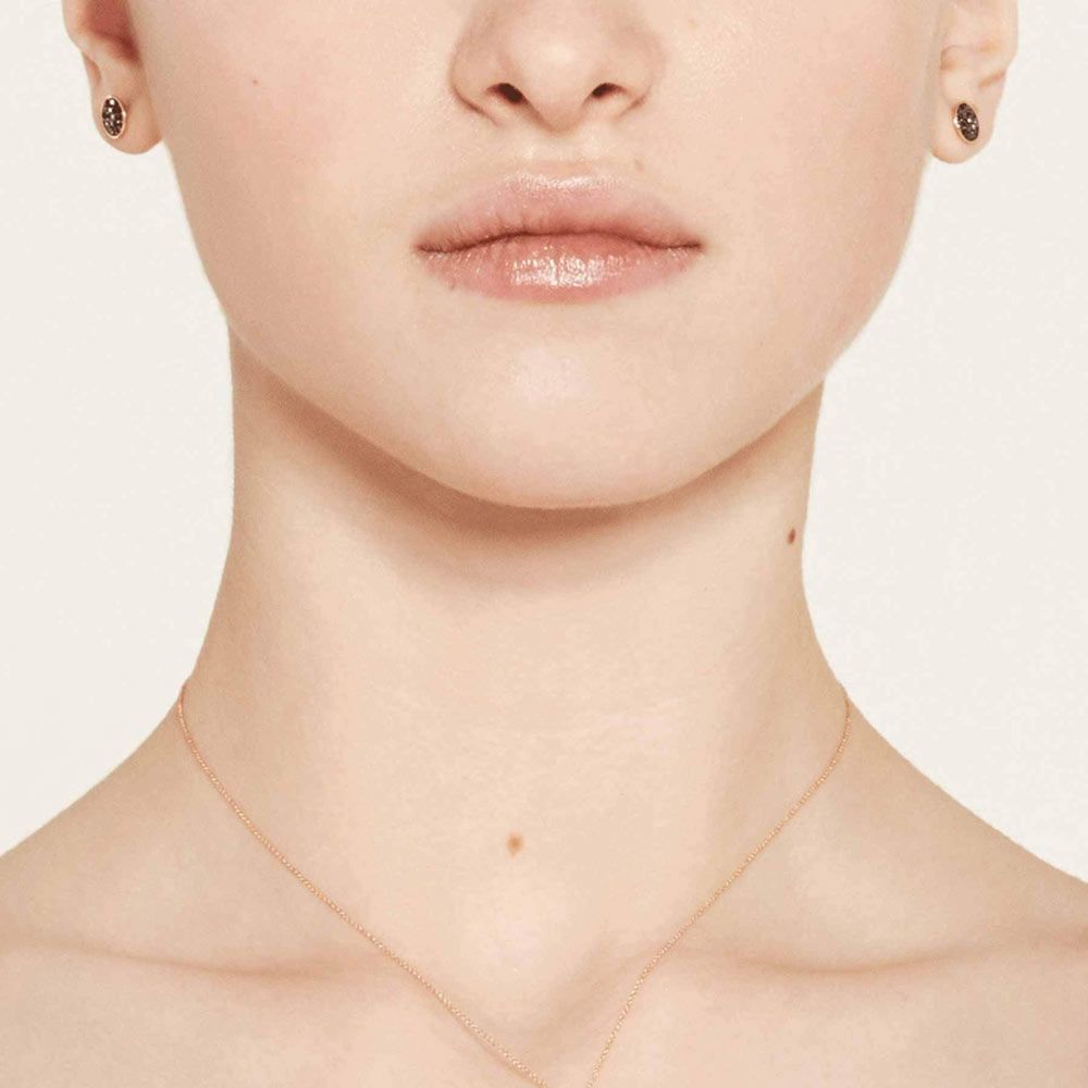 Boucles d'oreilles Ginette NY Black Diamond en or rose et diamants noirs - Porte