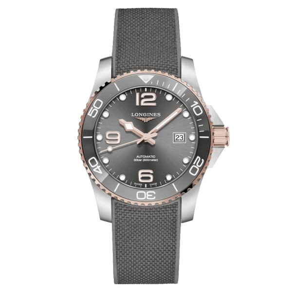 Longines HydroConquest automatic watch grey dial grey rubber strap 41 mm L3.781.3.78.9