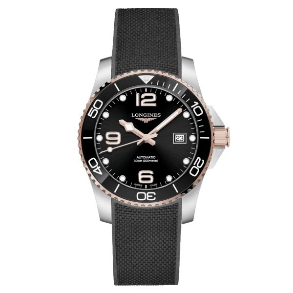 Longines HydroConquest automatic watch black dial black rubber strap 41 mm L3.781.3.58.9