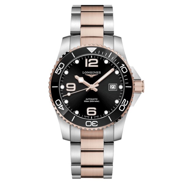 Montre Longines HydroConquest automatique cadran noir bracelet acier PVD 41 mm L3.781.3.58.7