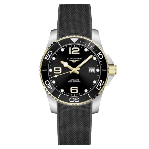 Montre Longines HydroConquest automatique cadran noir bracelet caoutchouc noir 41 mm L3.781.3.56.9