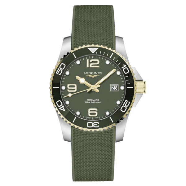 Longines HydroConquest automatic watch green dial green rubber strap 41 mm L3.781.3.06.9
