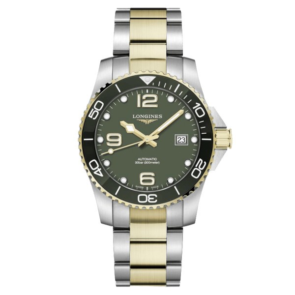 Longines HydroConquest automatic watch green dial steel bracelet PVD 41 mm L3.781.3.06.7