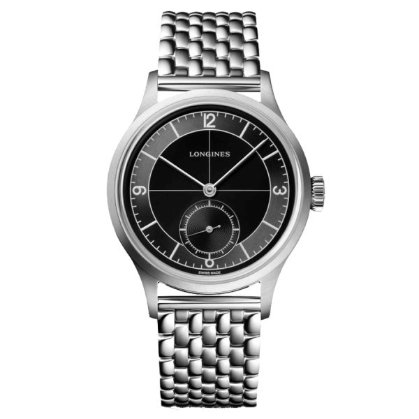 Longines Heritage Classic automatic watch black dial steel bracelet 38.5 mm L2.828.4.53.6