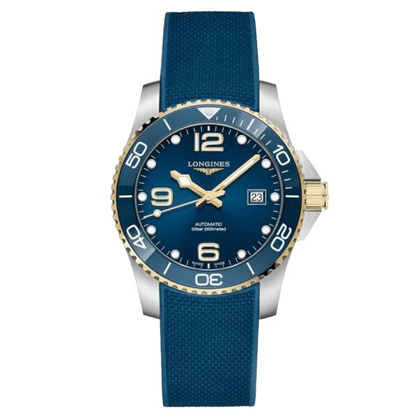 Longines HydroConquest automatic watch blue dial blue rubber strap 41 mm L3.781.3.96.9