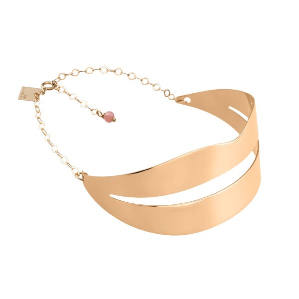 Open Cuff Bracelet Ginette NY French Kiss in pink gold