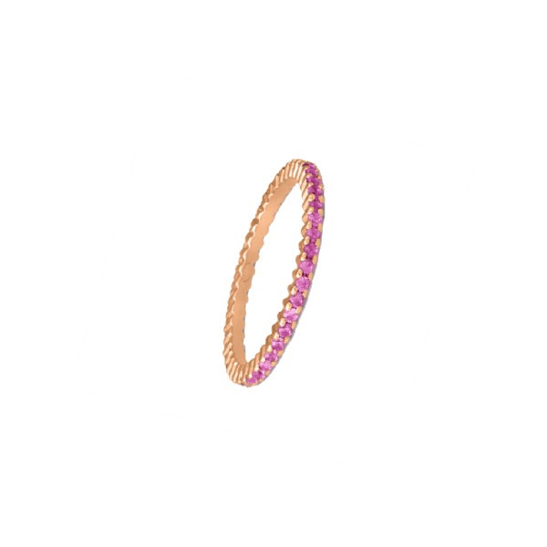 Ring Ginette NY French Kiss band in pink gold and pink sapphire