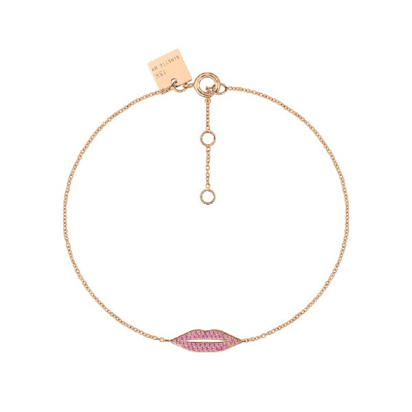 Bracelet Ginette NY French Kiss in pink gold and pink sapphire