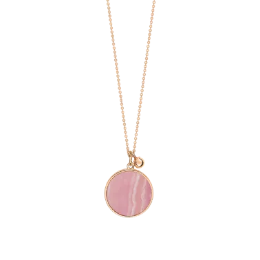 Collier Ginette NY Ever Disc en or rose et rhodochrosite