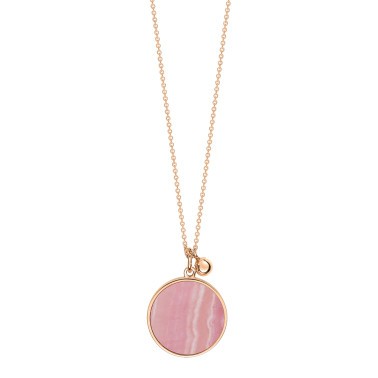 Collier Ginette NY Ever Disc en or rose et rhodochrosite