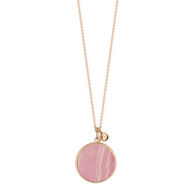 Collier Ginette NY Ever Disc en or rose et rhodochrosite