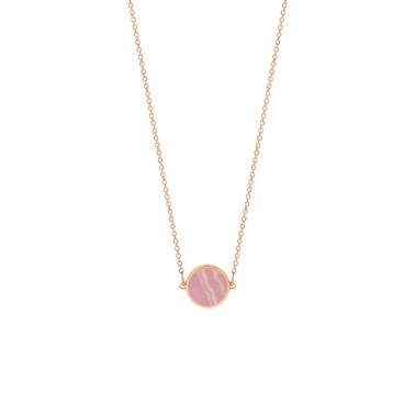 Collier Ginette NY Ever Disc mini en or rose et rhodochrosite