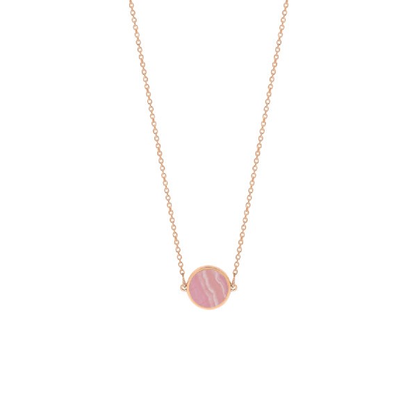 Collier Ginette NY Ever Disc mini en or rose et rhodochrosite