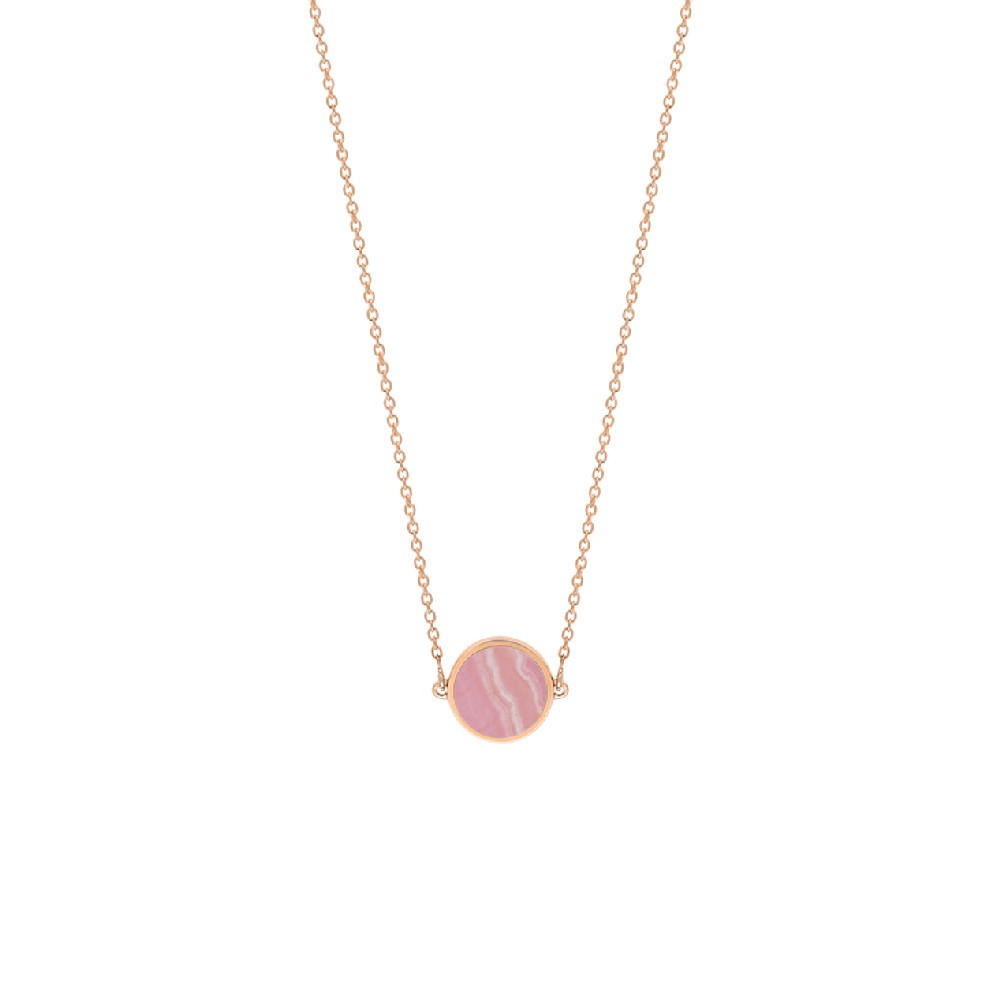 Collier Ginette NY Ever Disc mini en or rose et rhodochrosite